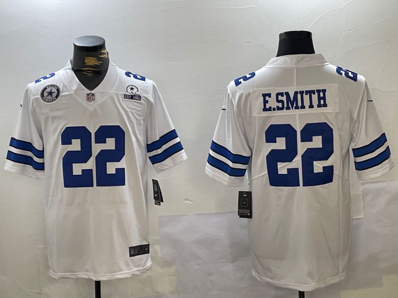 Men Dallas Cowboys #22 E.Smith White 2024 Nike Vapor Limited NFL Jersey style 1->dallas cowboys->NFL Jersey